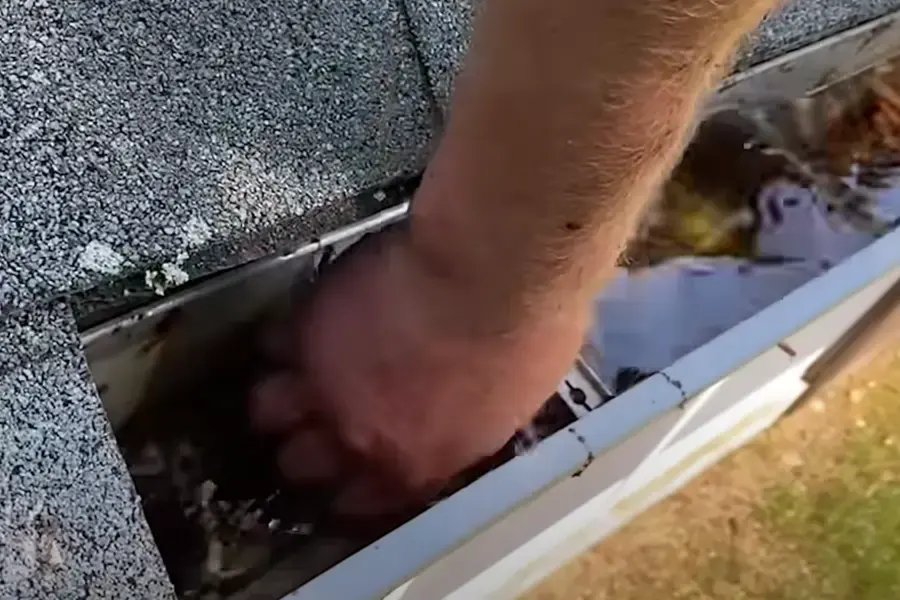 Gutter Cleaning work on a residential roofline